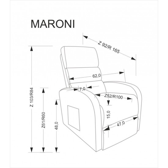 Кресло за релакс с ел механизъм Maroni сив
