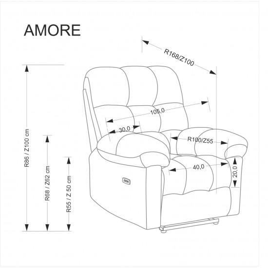Кресло за релакс с електрически механизъм Amore бежов