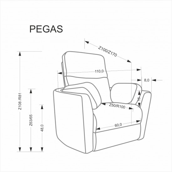 Въртящо кресло за релакс с ел. механизъм Pegas