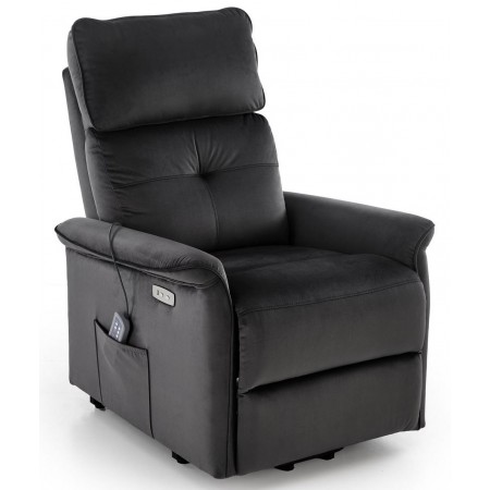 Кресло за релакс с ел механизъм и масажна функция Semir2 черен