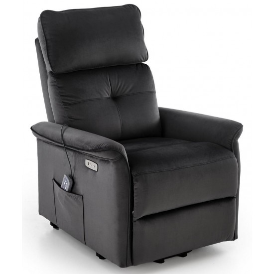 Кресло за релакс с ел механизъм и масажна функция Semir2 черен
