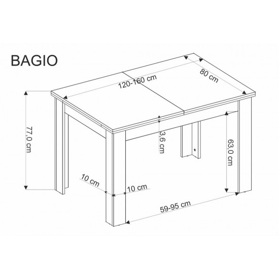 Разтегателна трапезна маса Bagio 120