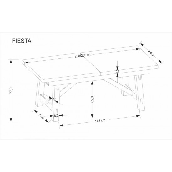 Разтегателна трапезна маса Fiesta 200 см