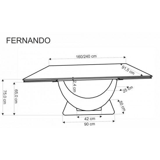 Разтегателна трапезна маса Fernando 160